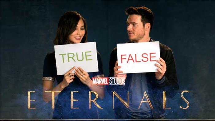 Rollelisten av Eternals spilte True or Flase Marvel Trivia Game