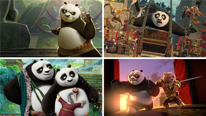 Kung Fu Panda -Filme in Ordnung, einschließlich Serien, Specials und Shorts